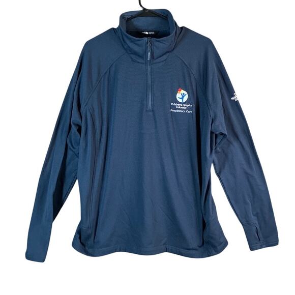 The North Face Womens Sweatshirt Navy Blue 1/4 Zip Mock Long Sleeve Stretch XXL - Picture 1 of 12
